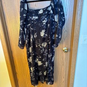 Abercrombie Emerson Long Sleeve Floral Navy Dress XL
